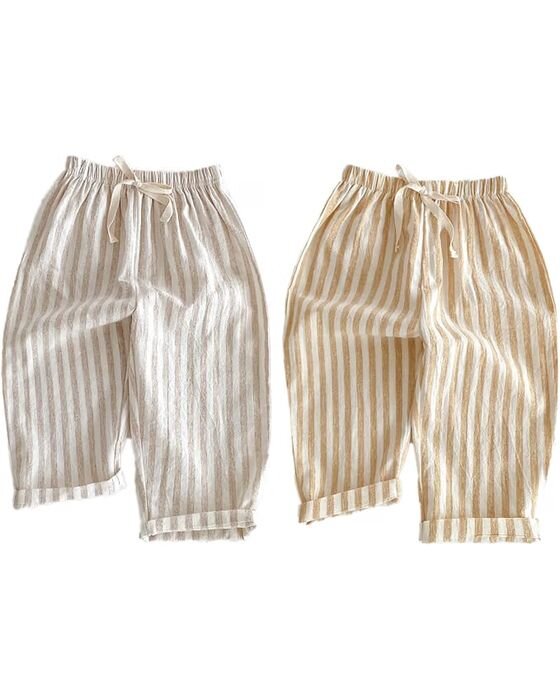Striped Cotton Pull-On Pants — Young Boys fall family photo outfit idea