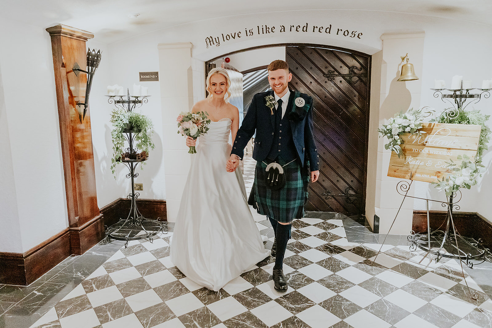 Katie and Euan on their wedding day, photographed by Francis J Smith
