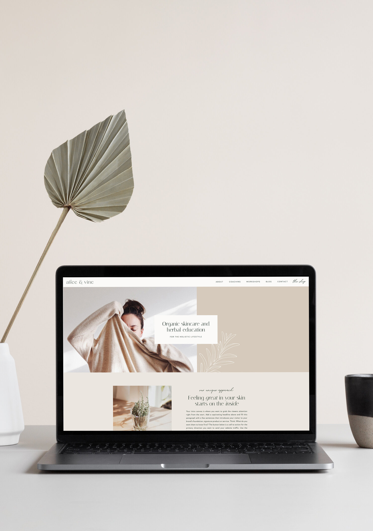 Alice and Vine homepage design