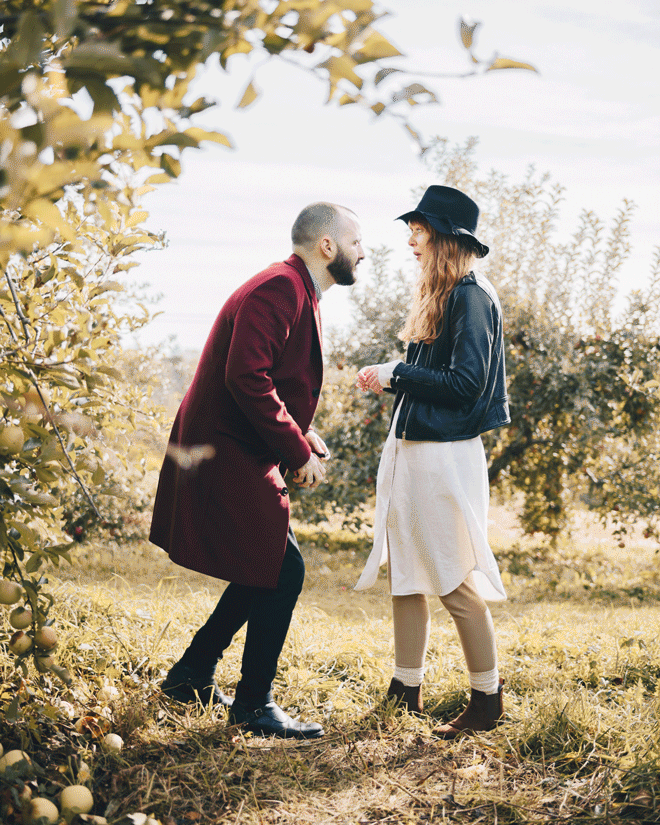 Kenneth proposing to Megan at Stuart's Fruit Farm