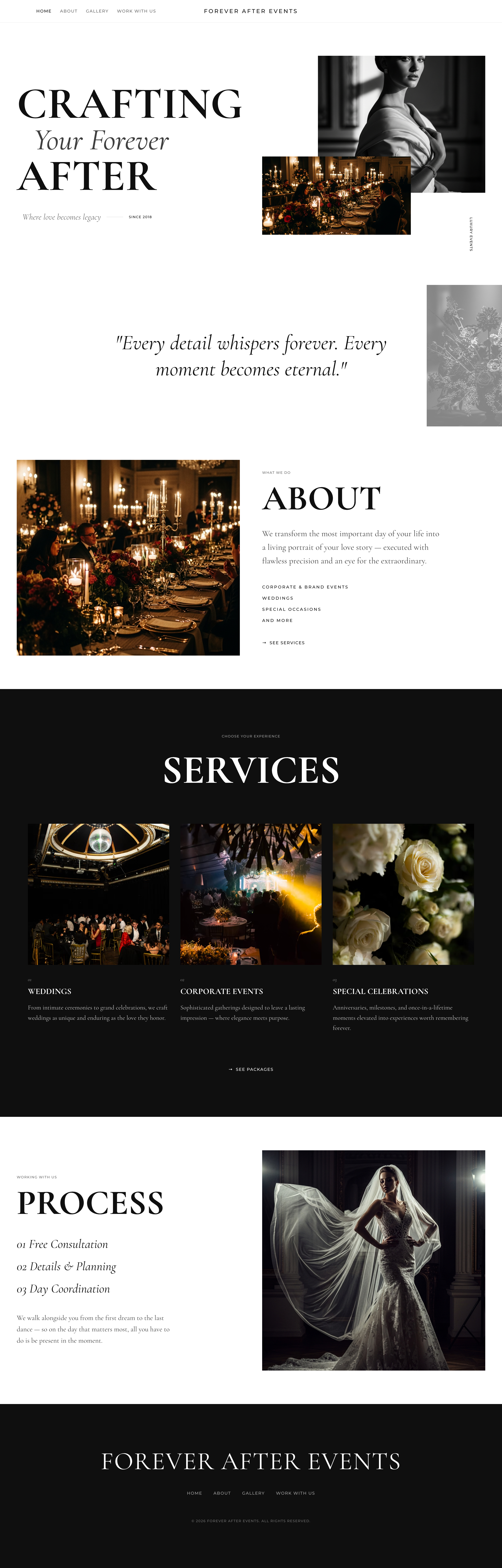 Forever After homepage full scroll