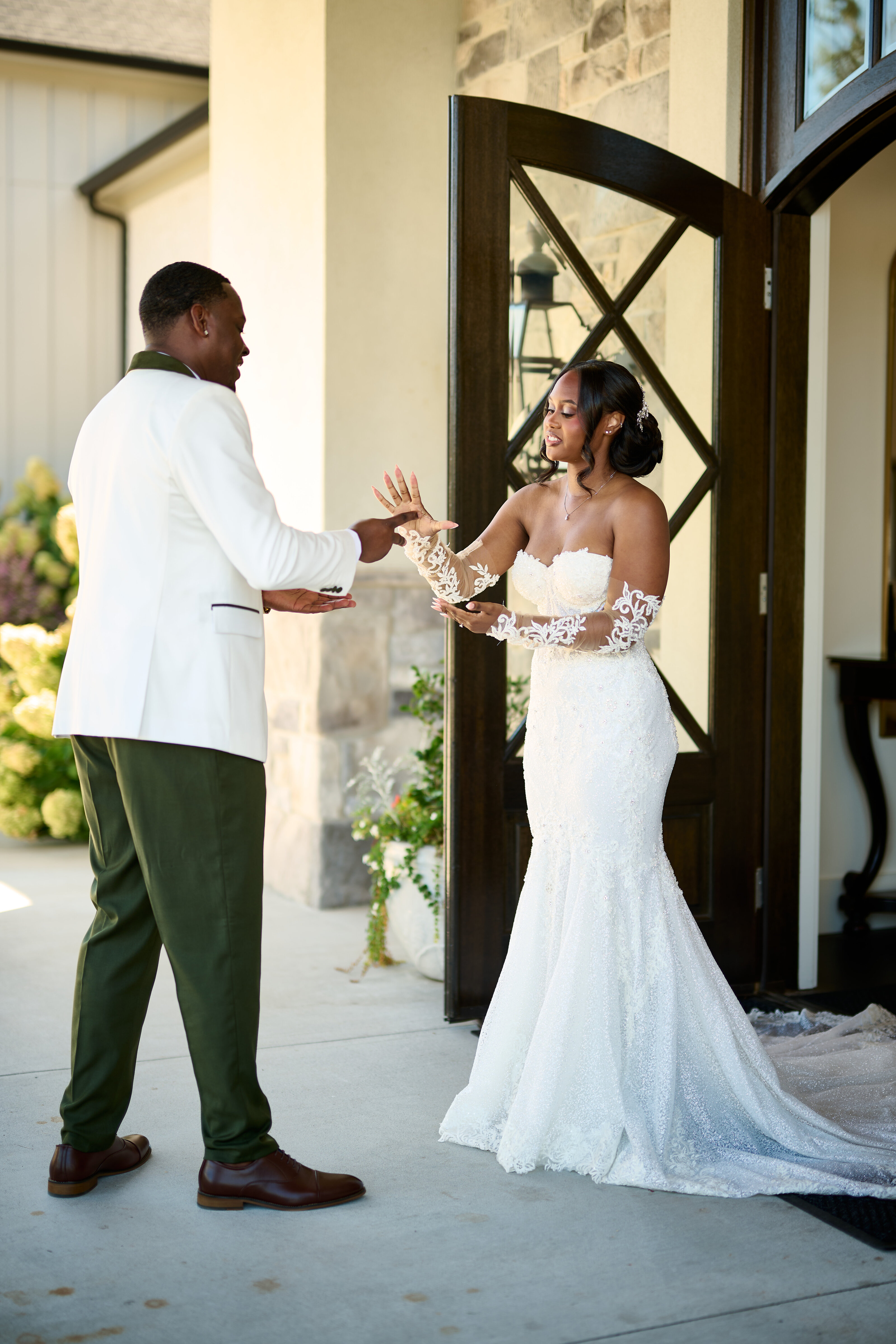 married in front of door