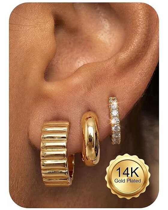 14K Gold Plated Hoop Set — Jewelry fall family photo outfit idea