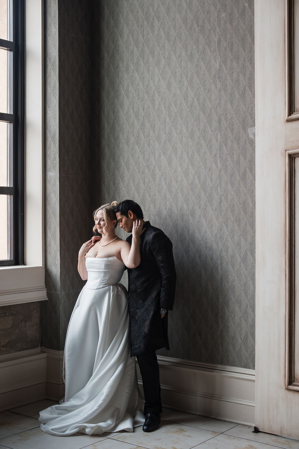 Bride and groom at a DeCourtcey Events luxury Philadelphia wedding