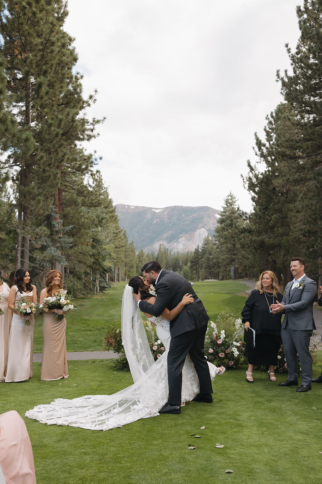 First kiss at a mountain ceremony