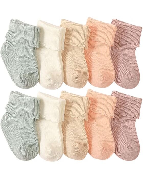 Pastel Ribbed Cuff Socks (5-Pair) — Socks fall family photo outfit idea