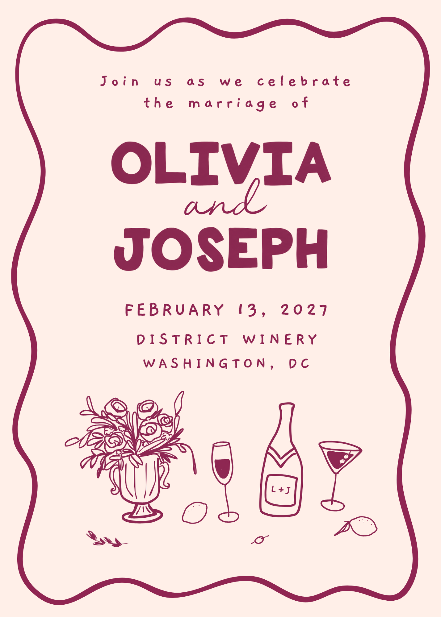 Custom wedding invitation