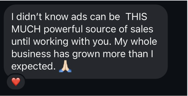 Business grown message screenshot