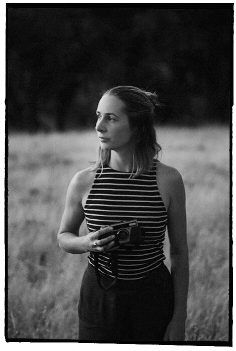 Black and white portrait of Margaret River wedding photographer and filmmaker Zaneta Van Zyl