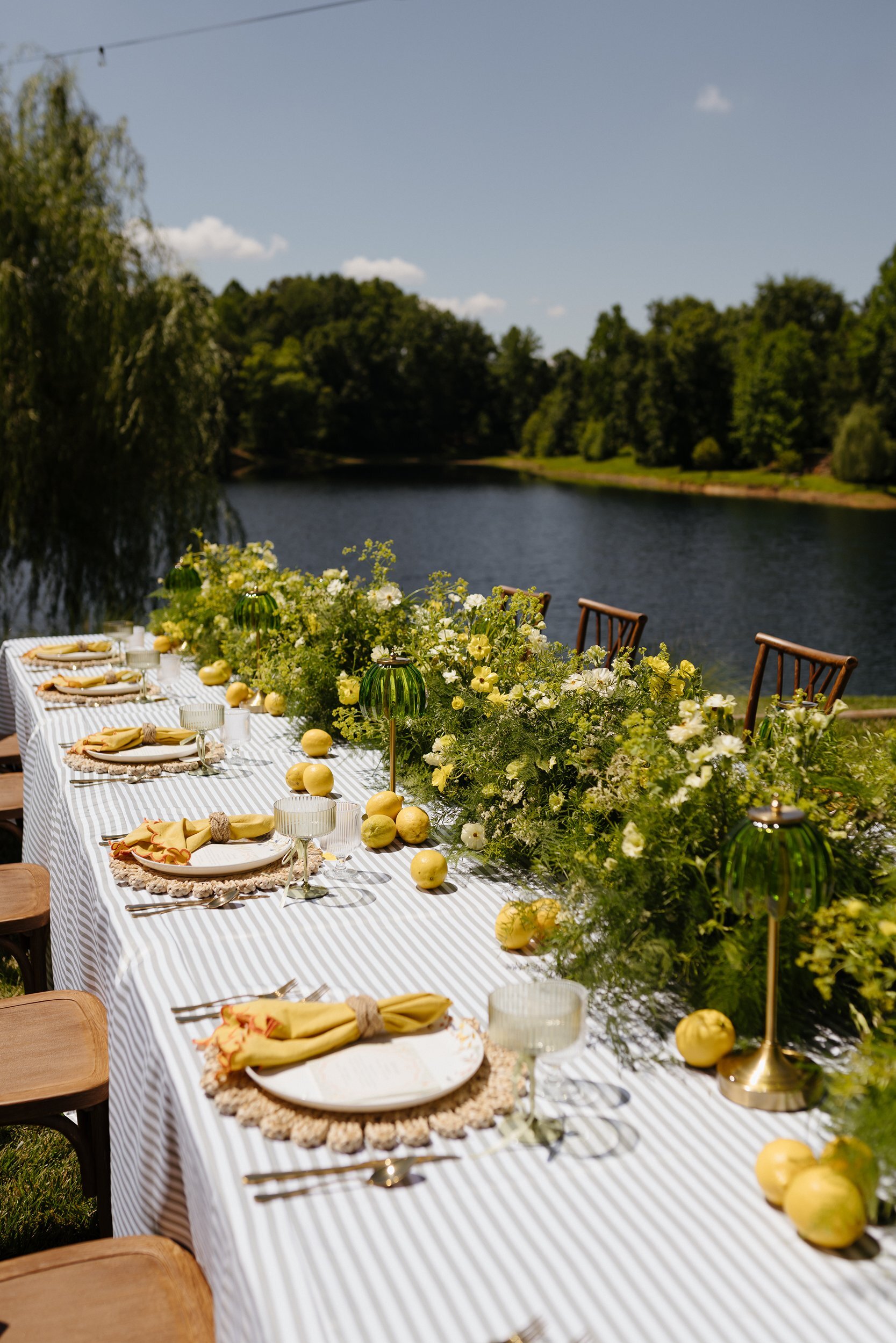 Wedding reception tablescape with citrus