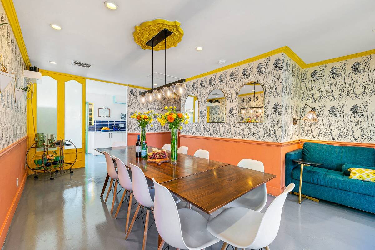 The dining room — one long table for the Reunion Table set