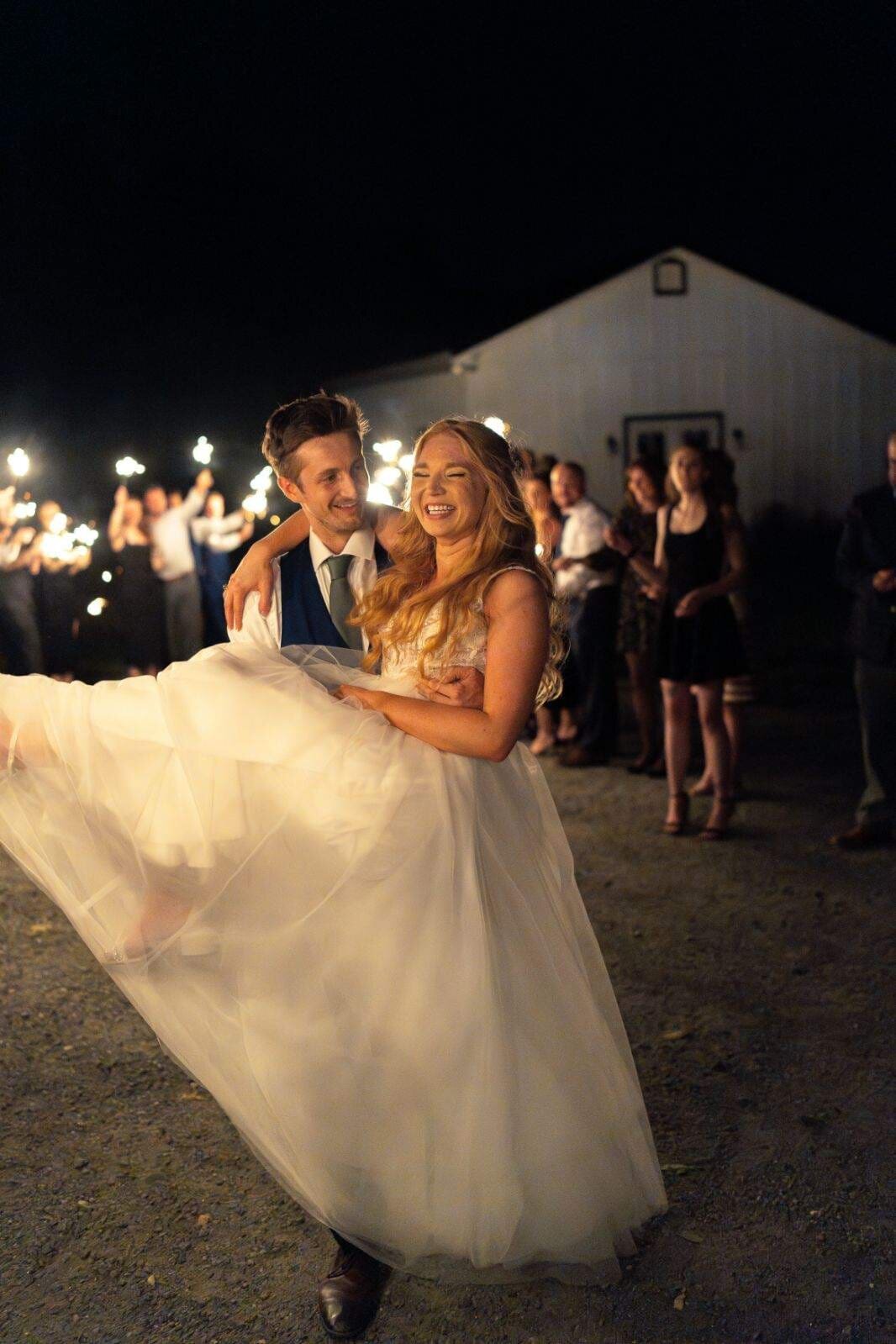 Sparkler send-off at Renback Barn