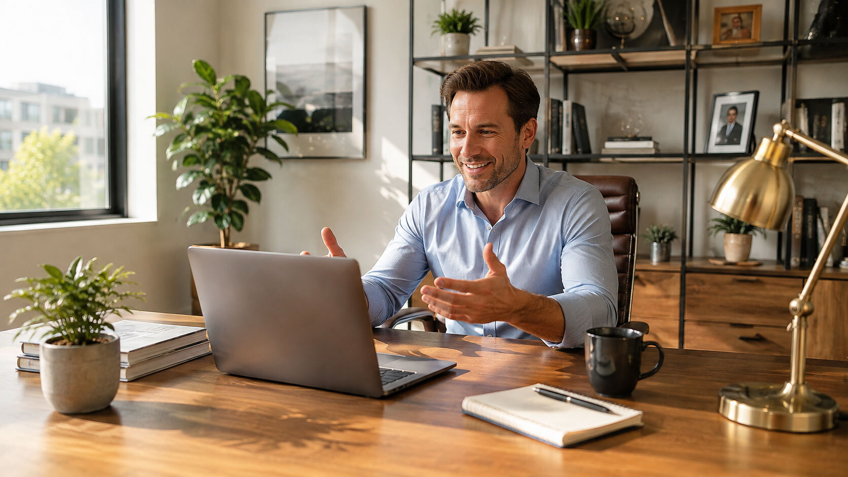 A man in a telehealth session