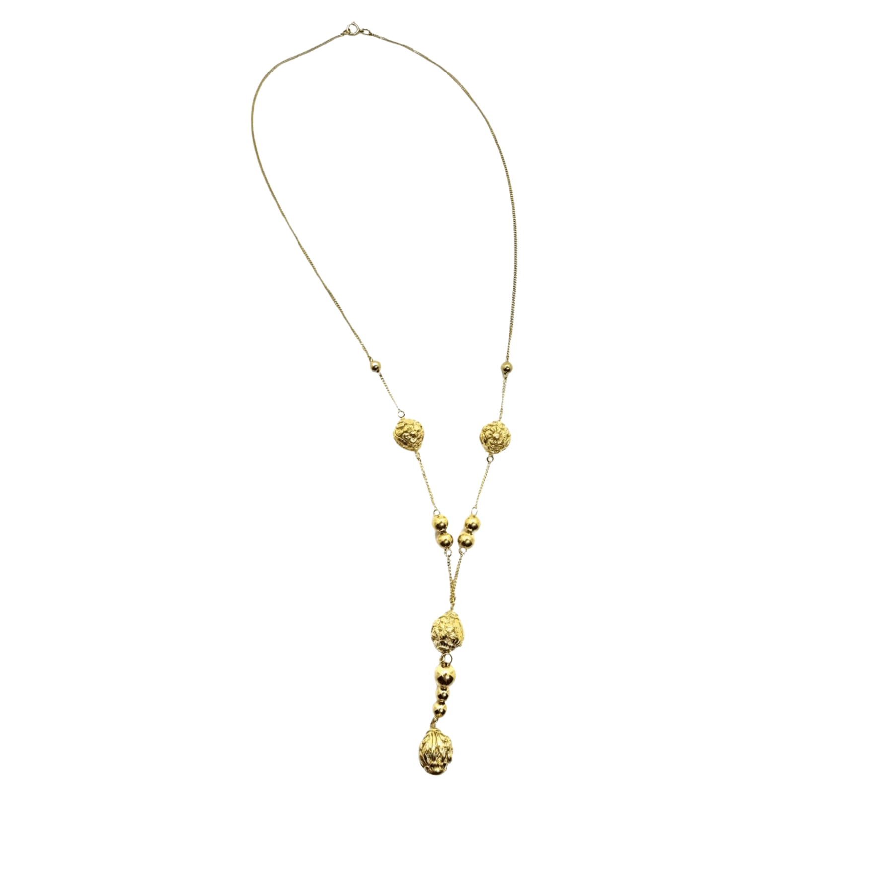 14k Yellow Gold Beaded Station Necklace