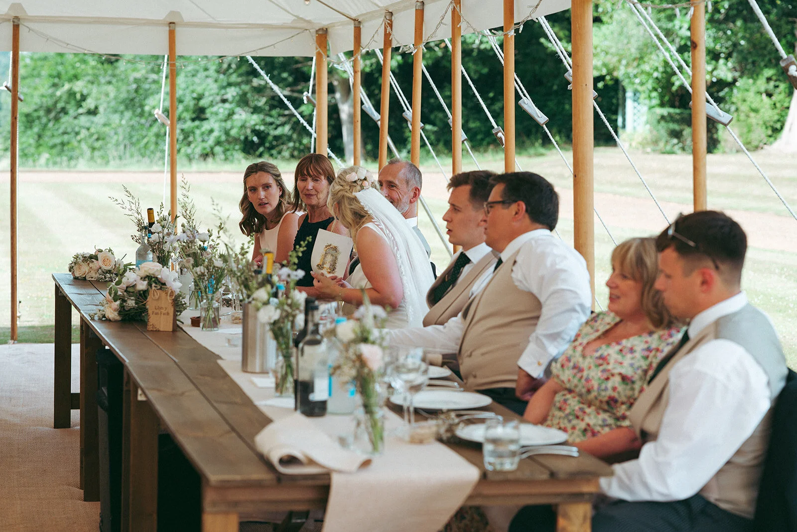 The long table inside the marquee